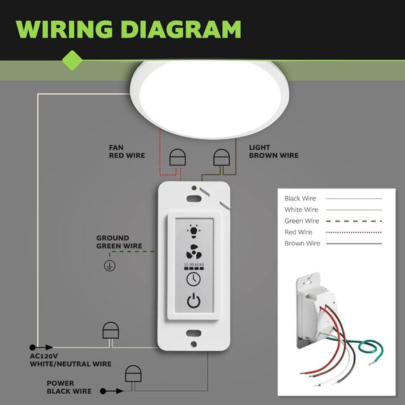 Utilitech Replacement Bath Fan Switch | LCD Display | Fan Timer | Easy Control - Picture 5 of 7